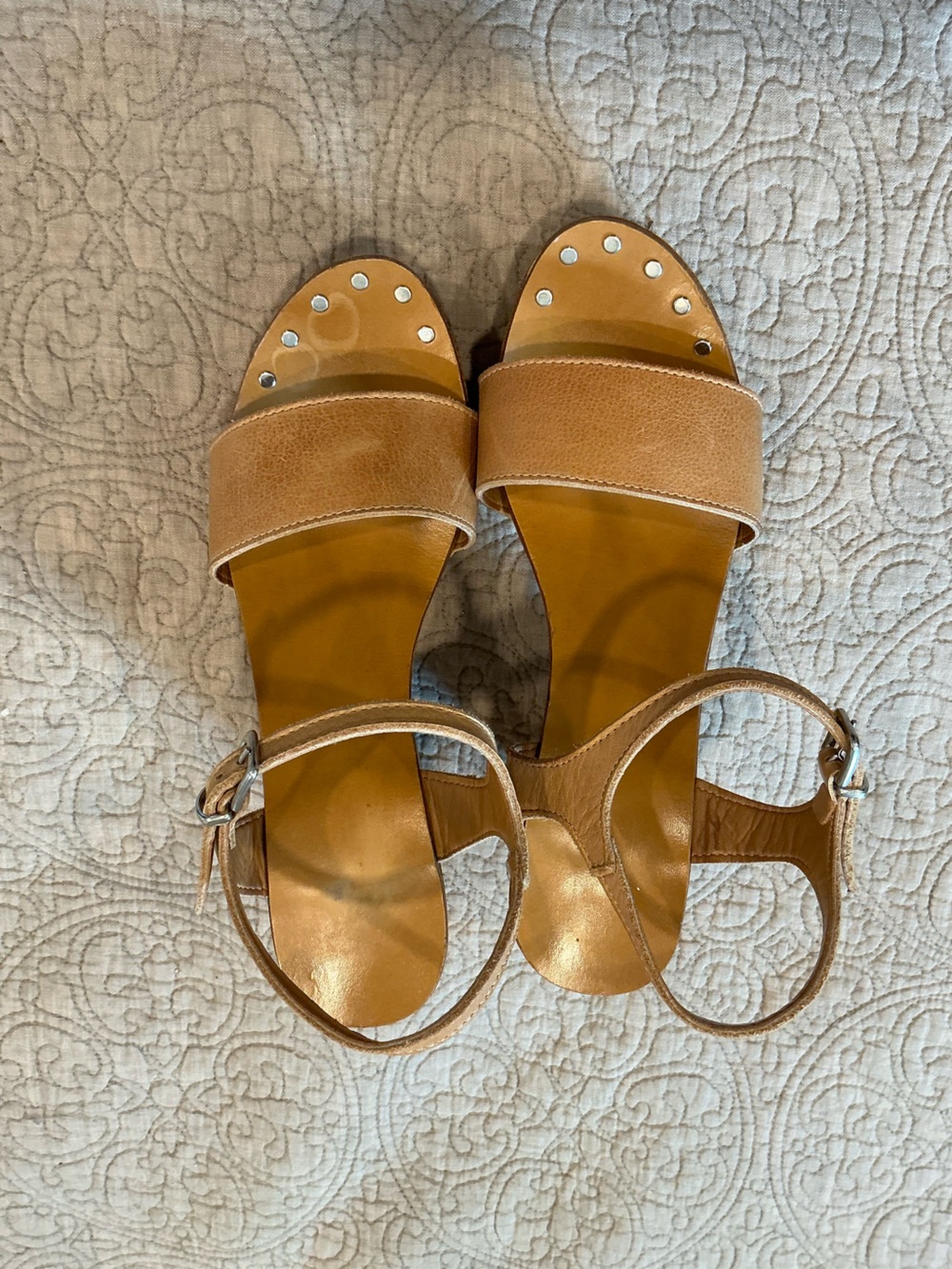 Steve Madden Tan Platform Sandals with Ankle Strap - Picture 2 of 7